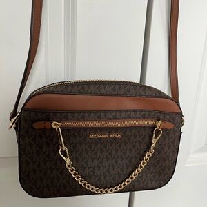 Michael Kors Brown Crossbody Bag with Gold Accents